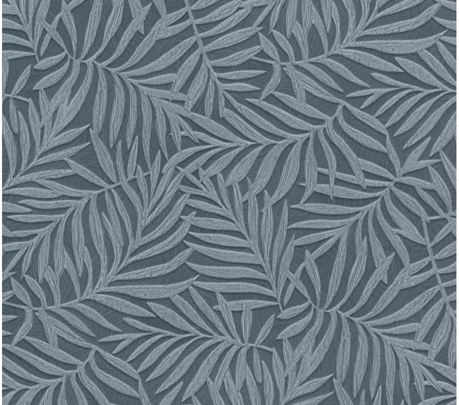 Tapet model cu frunze, albastru, gri, Textilia, Limonta 31808
