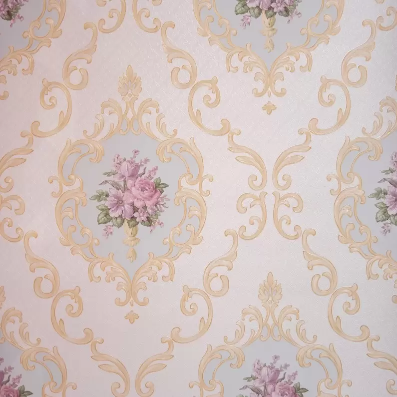 Persistence merge wash Tapet clasic, floral, baroc, alb, roz, auriu, dormitor, AW15-2