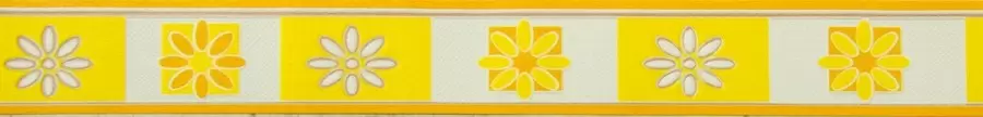 Bordura decorativa pentru tapet, floral, alb, galben, 3.5cm x 10m, 227-027