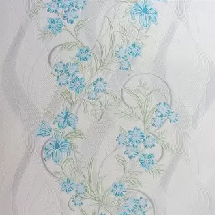 Tapet floral, alb, albastru, dungi, living, dormitor, tineret, 1139-81