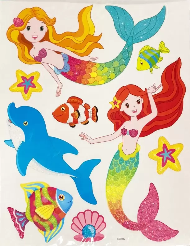 Sticker decorativ, Ariel, delfini, copii, multicolor, 24x35cm, 10446